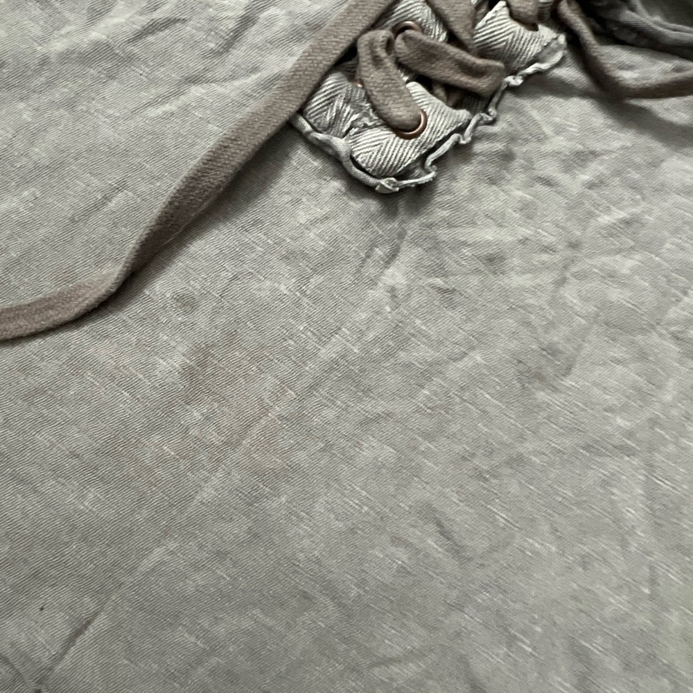 FREE PEOPLE We The Free Washed Grey Lace-Up Women’s Top small - Picture 7 of 10